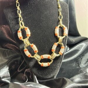 Chic Gold and Orange Link Necklace
